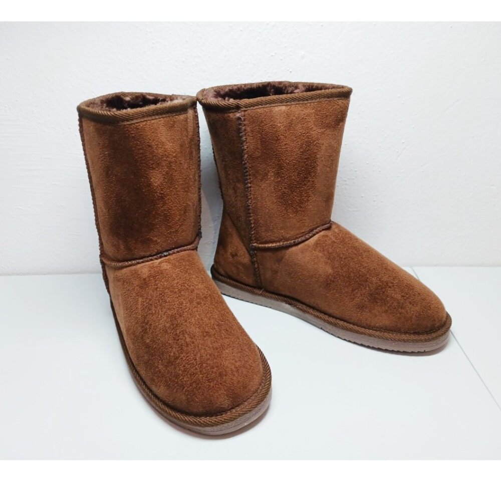 NWT, Snow Boots, Mid-Calf Faux Suede Slip-On with Soft Faux Fur Lining - Picture 4 of 12